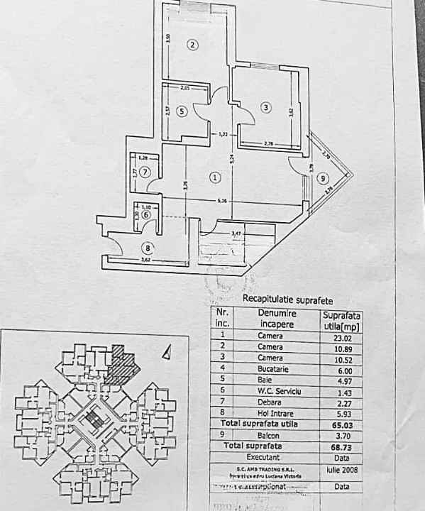 Antecontract semnat | Apartament 3 camere 70 mp | Planorama