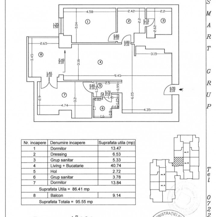 Apartament 3 camere, dressing si terasa UpGround metrou Pipera