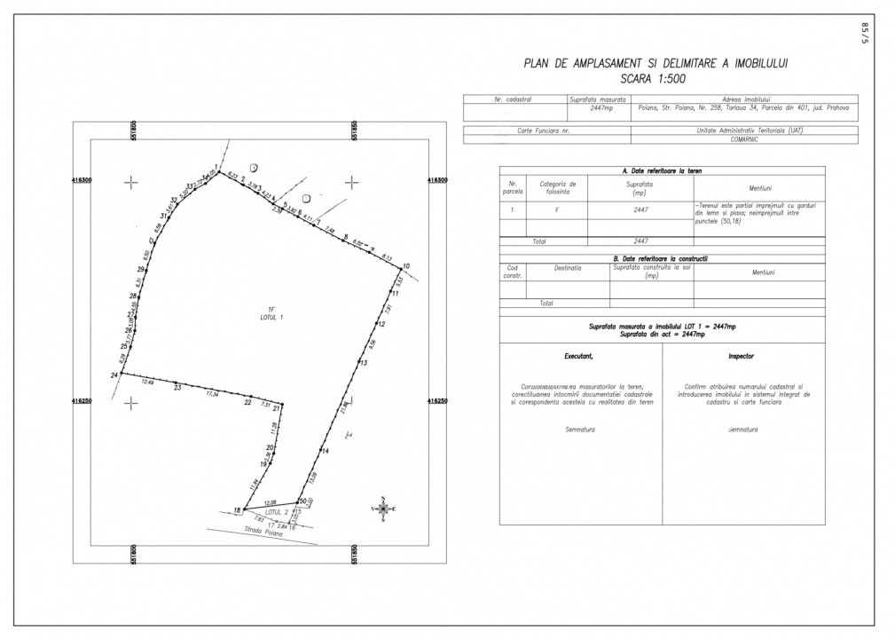 Teren intravilan, 2476 mp in cadru natural, regim P+1E+M | COMARNIC