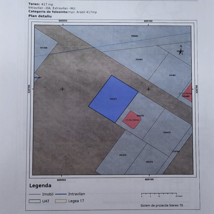 Teren intravilan imprjmuit, 417 mp, utilități | P+2+M | str. Grădinarilor