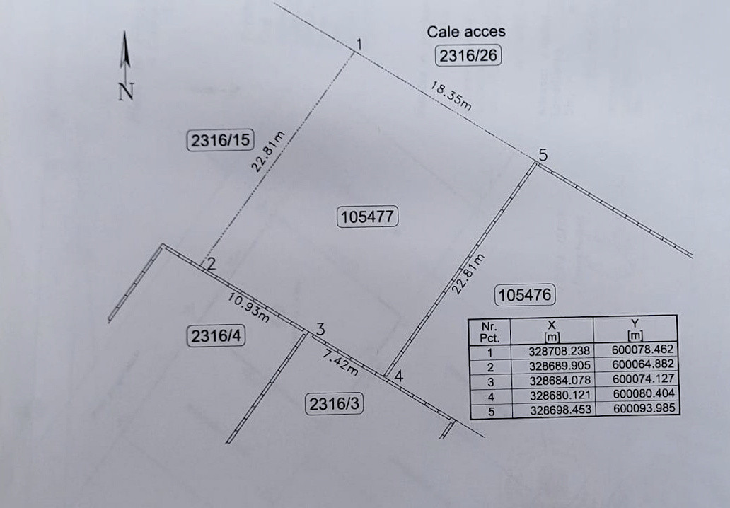 Teren intravilan imprjmuit, 417 mp, utilități | P+2+M | str. Grădinarilor