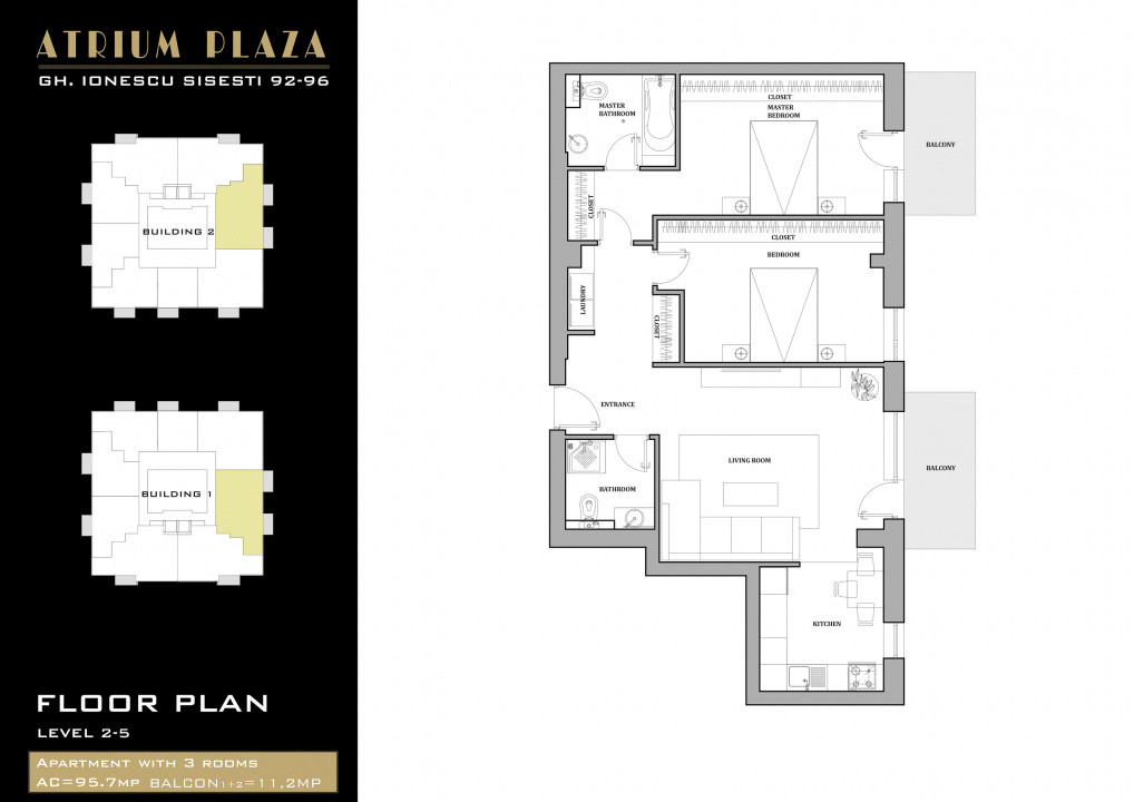 Apartament 3 camere NOU cu PARCARE, 91 mp, 2 balcoane | Șișești