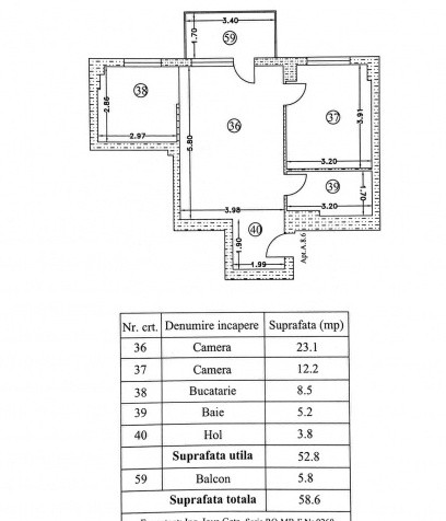 0% | Apartament 2 camere NOU, semidecomandat, 58 mp, 2 bai  | Atrium - Sișești