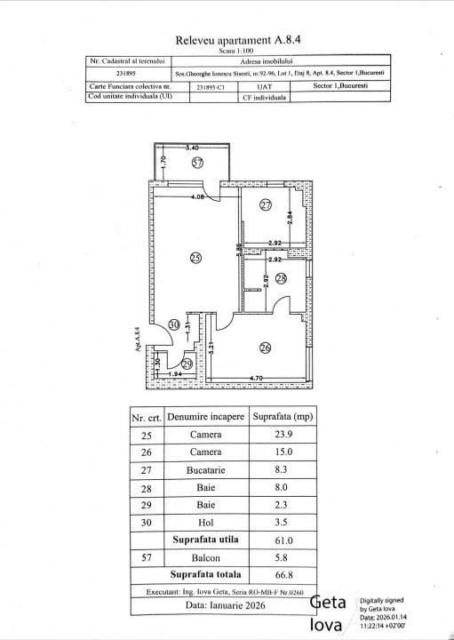 0% | Apartament 2 camere NOU, semidecomandat, 58 mp, 2 bai  | Atrium - Sișești