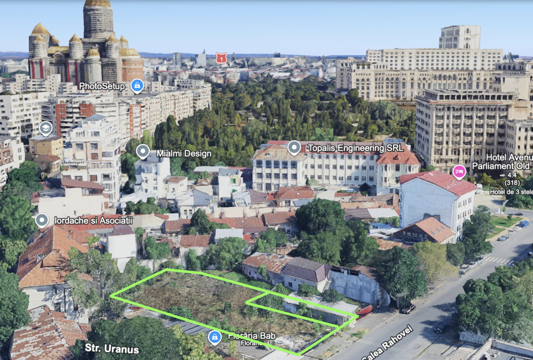 Teren 1387 mp cu front 27 ml, liber de construcții, zona Uranus - Piața de Flori