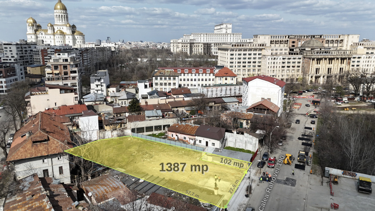 Teren 1387 mp cu front 27 ml, liber de construcții, zona Uranus - Piața de Flori