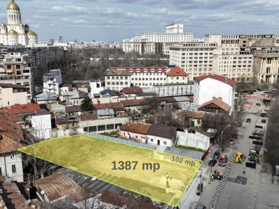 Teren 1387 mp cu front 27 ml, liber de construcții, zona Uranus - Piața de Flori