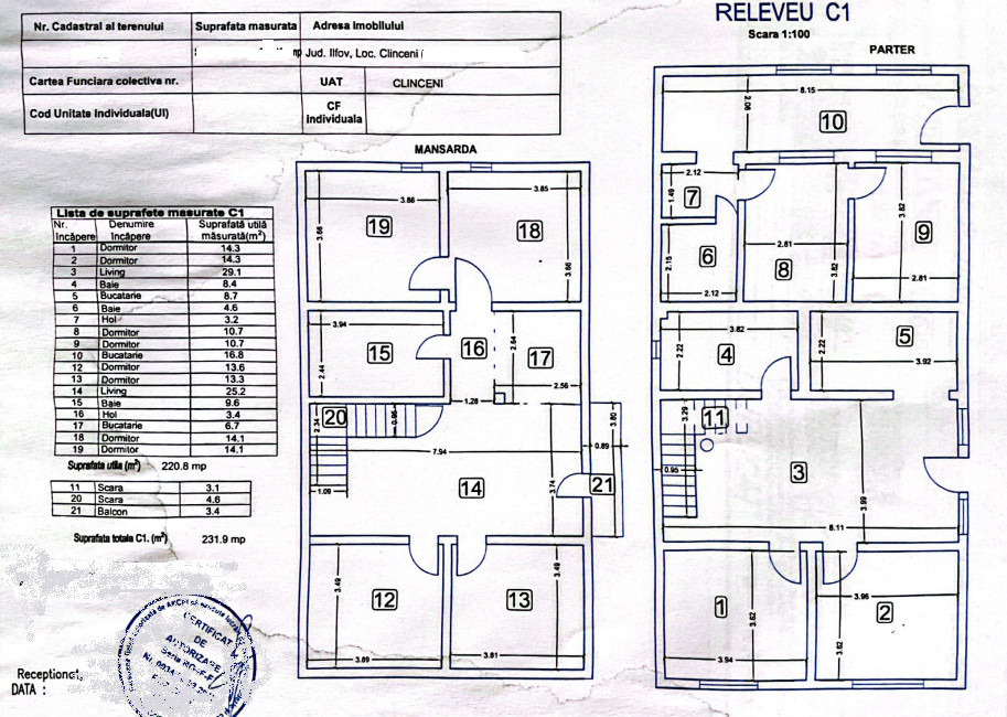 Casă P+M Clinceni – Teren 1000mp, Dublă Deschidere