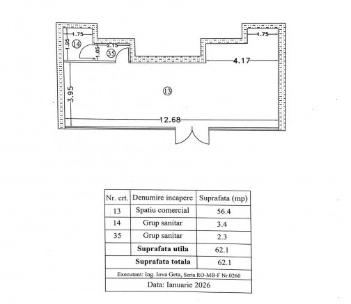 Spațiu comercial stradal 62 mp, cu vitrină de 12,68 m | Atrium Plaza – Sisești
