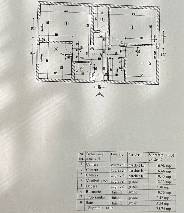 0% | Apartament 3 camere, 75 mpu, Centrala, 2 boxe | Camera de comert