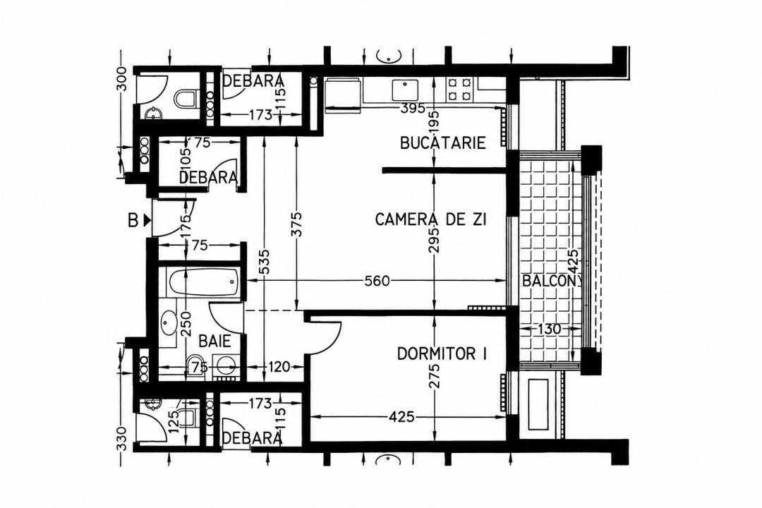 0% | Apartament 2 camere RECOMPARTIMENTAT, 55 mp, centrala | Planorama
