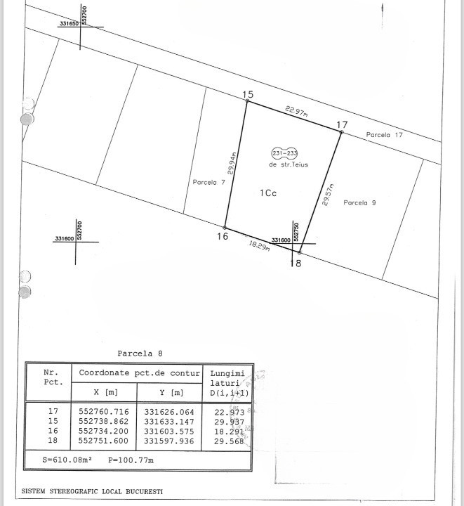 Teren intravilan, 610 mp, front 23 m, utilitati | Str. Teius - Rahova