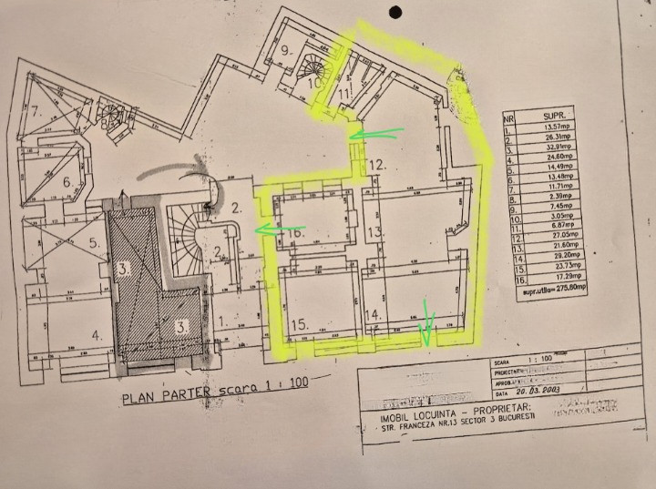 Spatiu comercial 126 mpu + 74 mp subsol | Centrul Vechi - Str. Franceza
